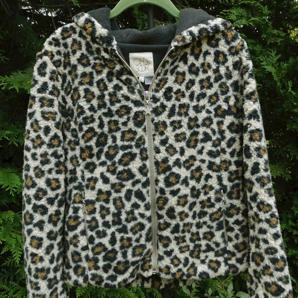 Chaser Leopard Sherpa Zip-Front Hooded Teddy Coat - Picture 1 of 5